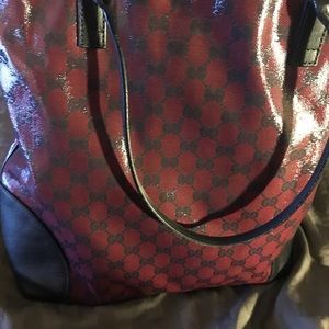 Burgundy Gucci Crystal Tote